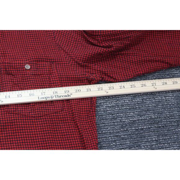 VTG Northcrest Mens Medium Red Check Flannel Longs Sleeve Button Up - Picture 9 of 12